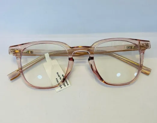Clear Pink Anti-Blue Light Glasses, front view