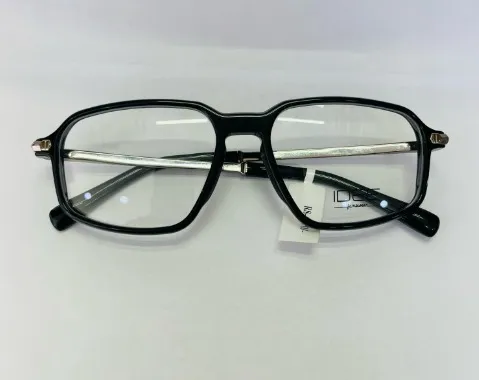 Glossy Black Geometric Square Eyewear, front view